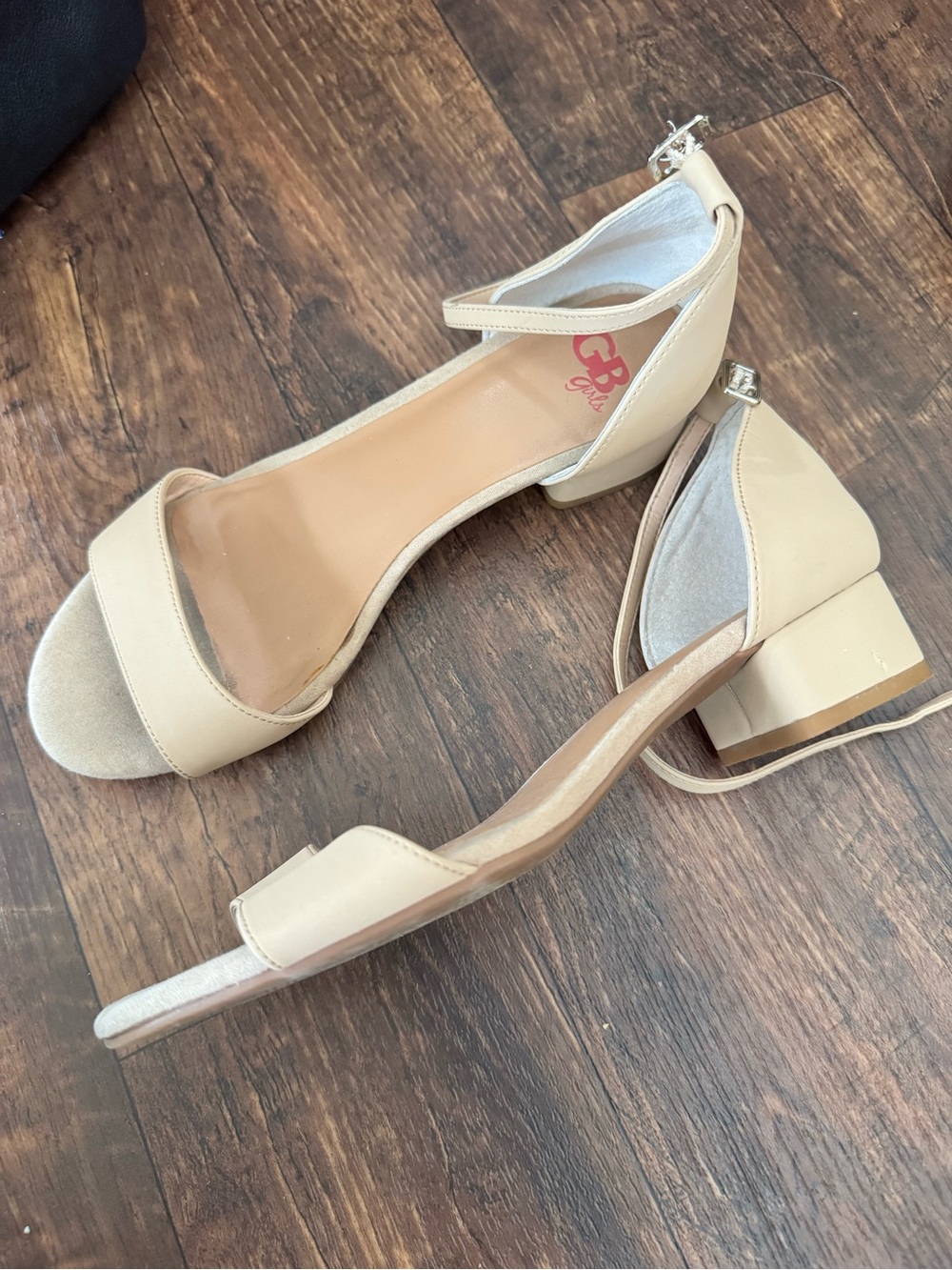 Gianni Bini Beige Open-Toe Ankle-Strap Block Heels